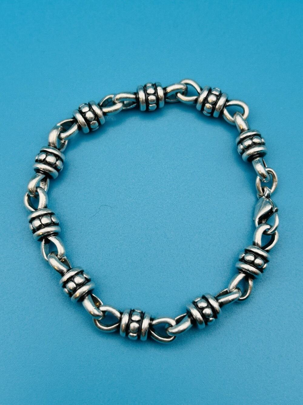 James Avery Retired 925 Sterling Silver Thatch Beaded Link Bracelet Size 7.5"